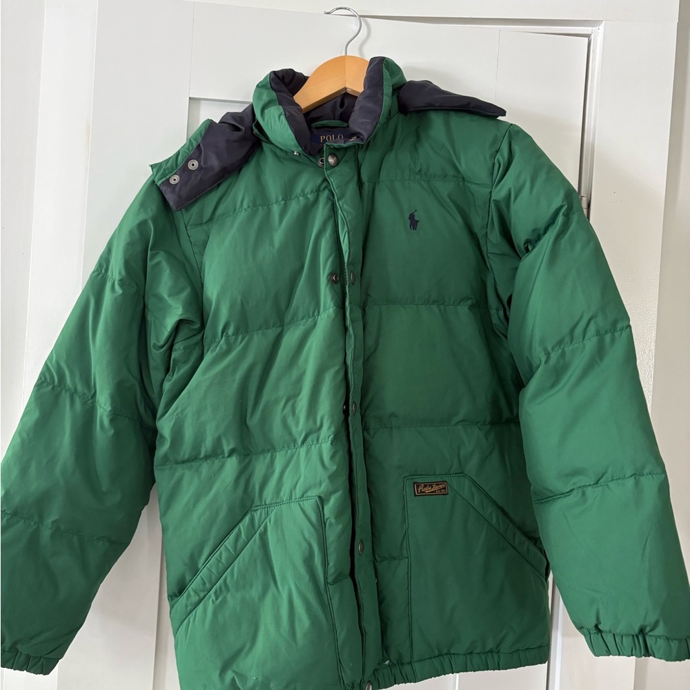 Ralph Lauren Green Puffer Jacket Insulated Quilted Design